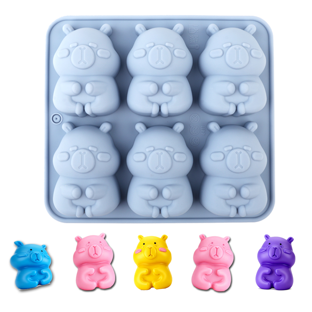 Soap Making Store - かわいいカピバラの形をしたシリコンケーキ型1個。チョコレート、ケーキ、プリン、ゼリー、キャンディー、ケーキデコレーション、クマの形のキャンドル、手作り石鹸、工芸品、その他のキッチン用品を作るのに使用できるベーキング型です。