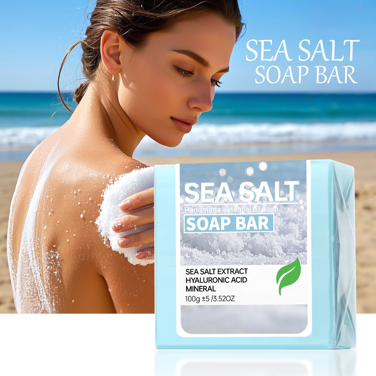 Castor Oil Soap - 海塩手作りエッセンシャルオイル石鹸、ヒアルロン酸配合洗顔保湿石鹸、洗顔と入浴用ディープクレンジング