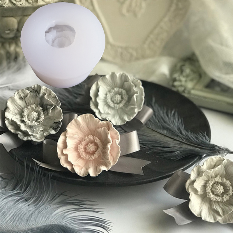 Soap Making Recipes - ホットポピーキャンドル型石鹸型キッチンベーキング樹脂シリコンフォーム家の装飾3D DIY粘土ワックス作りm2440