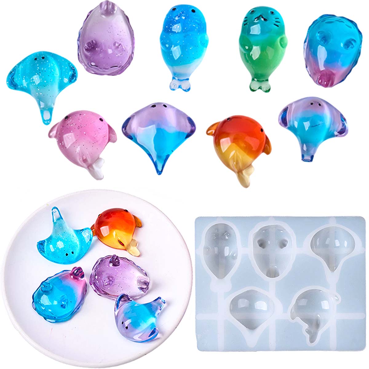 Soap Making Store - 3Dヒーリング可愛いマンタ鯨シリコンモールドDIYキーホルダーバッグチャームソープキャンドルモールドエポキシ樹脂サマーアートギフト製作