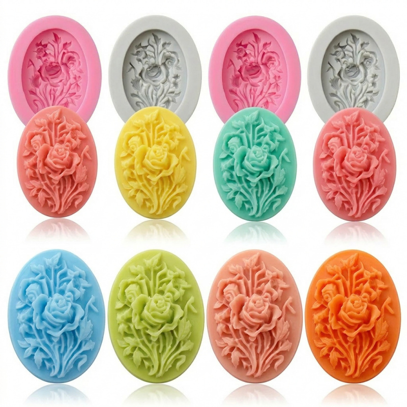 Soap Making Easy - 花の形をしたシリコンモールド4個、簡単に型抜きでき、再利用可能なシリコンモールド、夏の手作り石鹸作りに最適、また、その他の用途にも適しています。
