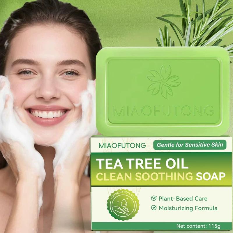Castor Oil Soap - ティーツリーオイル石鹸 ナチュラルボディソープ 洗顔用オイルコントロール 保湿 鎮静効果のある優しい角質除去石鹸