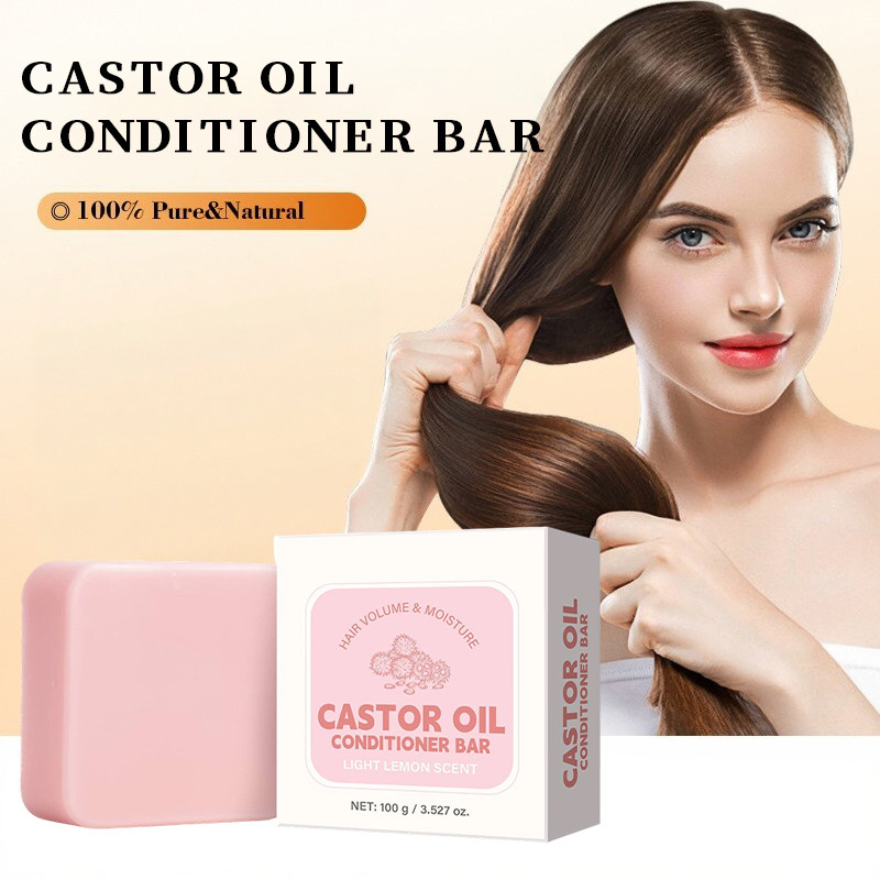 Castor Oil Soap - ヒマシ油コンディショナーソープバー、保湿栄養固形シャンプー、毛根ケアを強化、乾燥して縮れたダメージヘア用