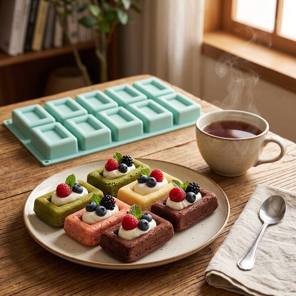 ノンスティック10穴長方形シリコン製ベーキングモールド、フレ - Soap Making Store のレビューと価格