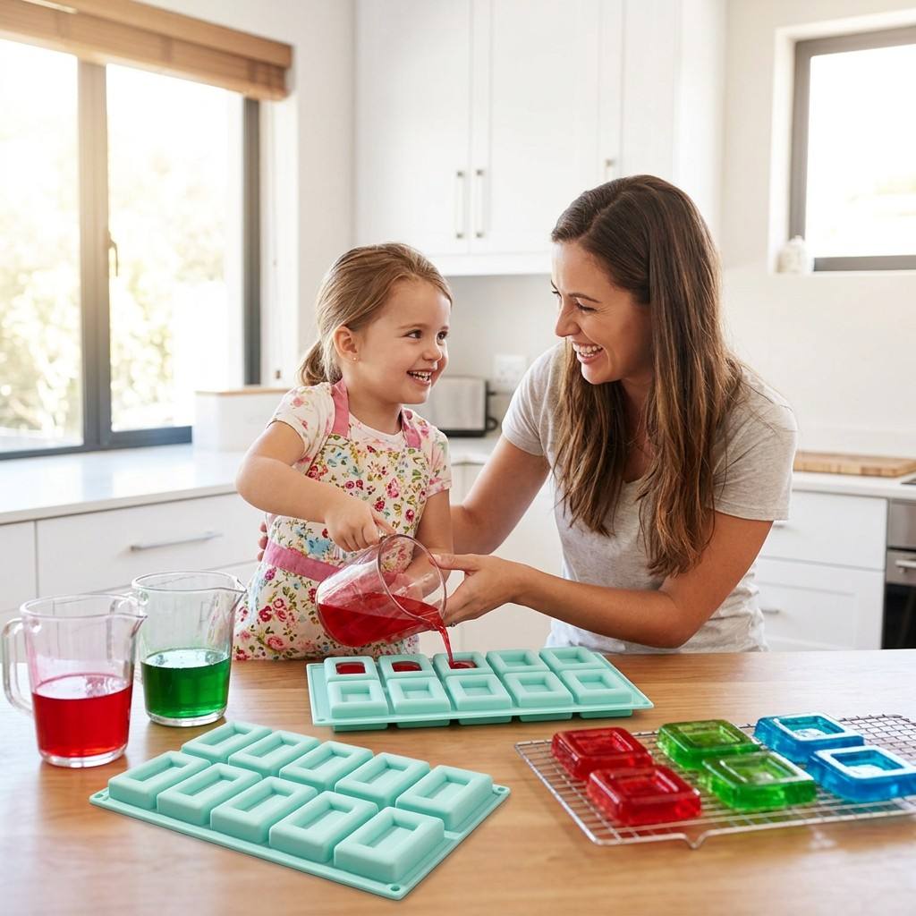 ノンスティック10穴長方形シリコン製ベーキングモールド、フレ - Soap Making Store のレビューと価格