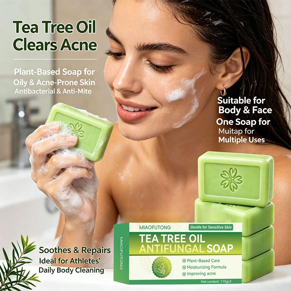 3 個ティーツリーオイル石鹸バー天然植物エキス手作り石鹸ディ - Castor Oil Soap のレビューと価格