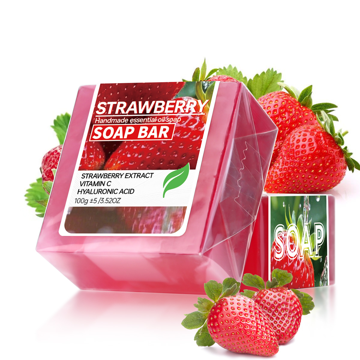 イチゴフルーツジャムピューレ精油石鹸手作り石鹸、洗顔・入浴用 - Castor Oil Soap のレビューと価格