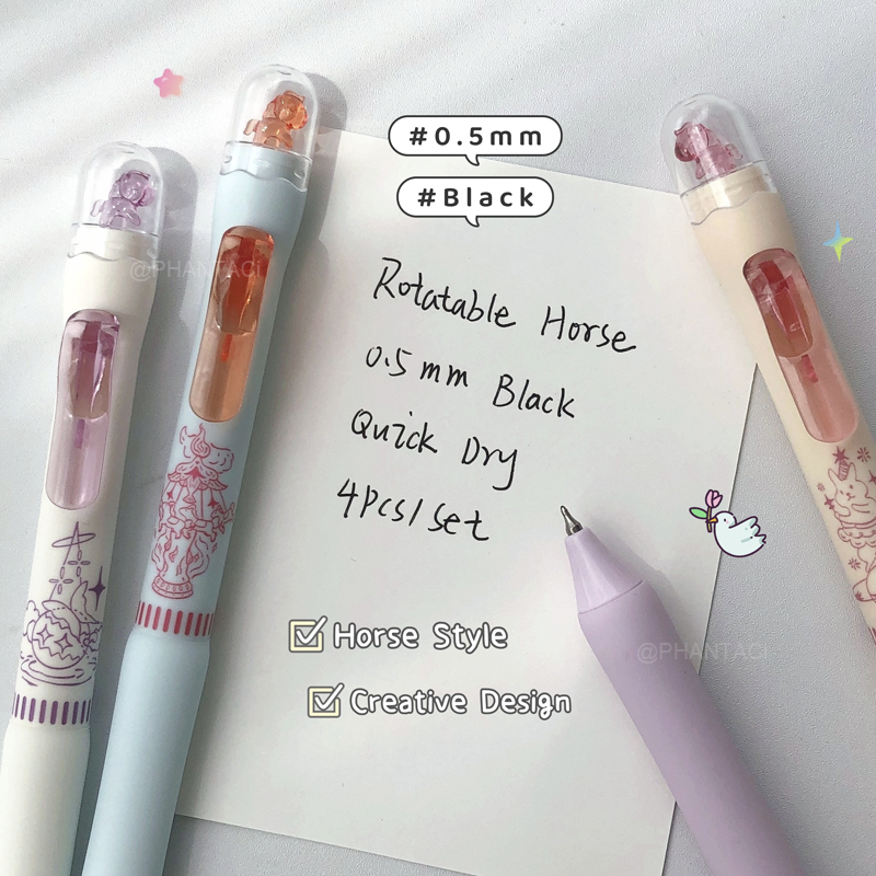 4 個カルーセルスタイルゲルペンクリエイティブ回転可能な馬筆 - Pentel Pen Energel のレビューと価格