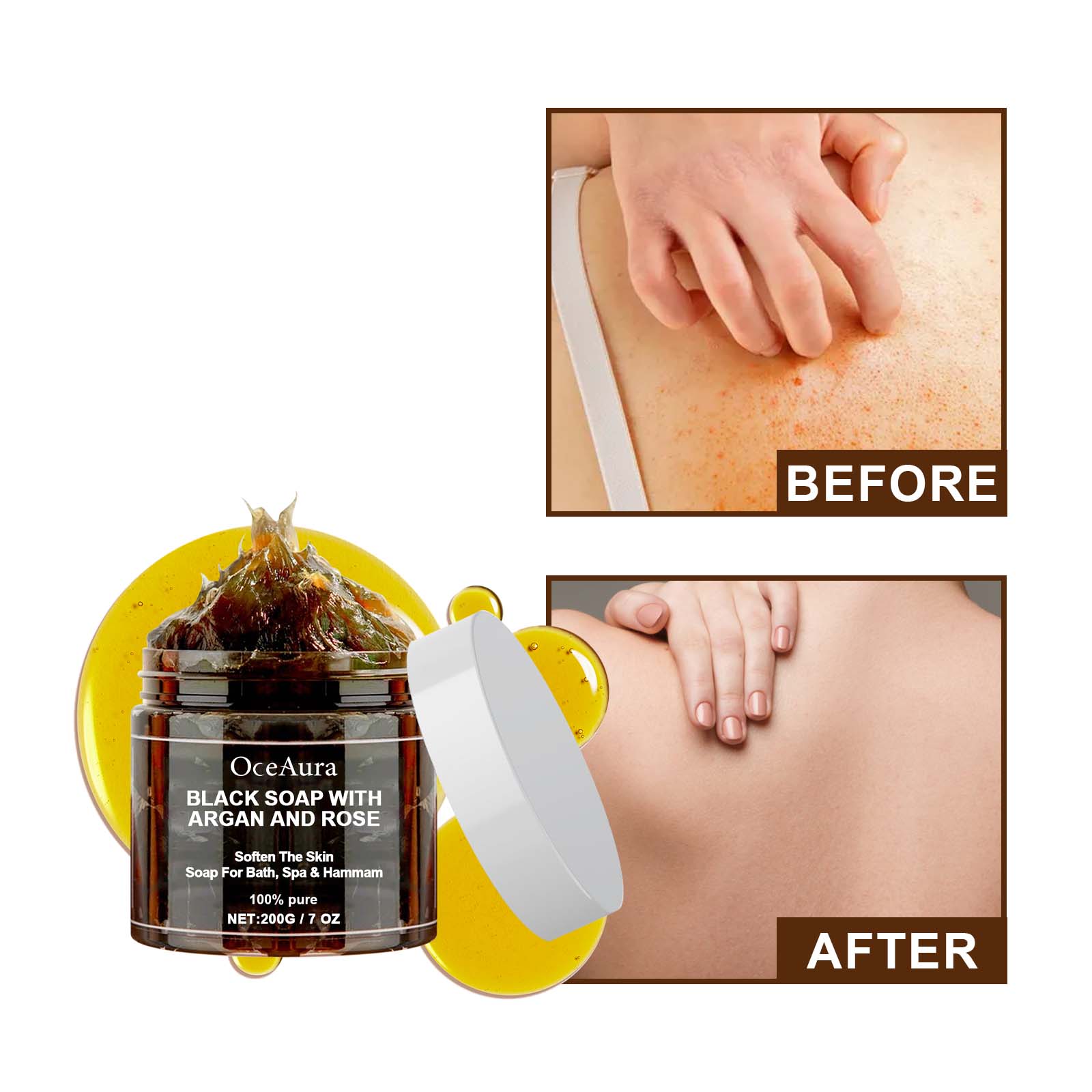 オセアウラ ブラックソープ アルガン＆ローズ配合 ブラックベ - Castor Oil Soap のレビューと価格