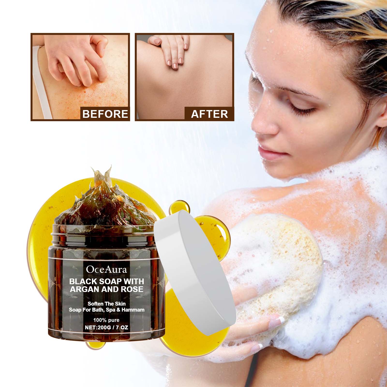 オセアウラ ブラックソープ アルガン＆ローズ配合 ブラックベ - Castor Oil Soap のレビューと価格