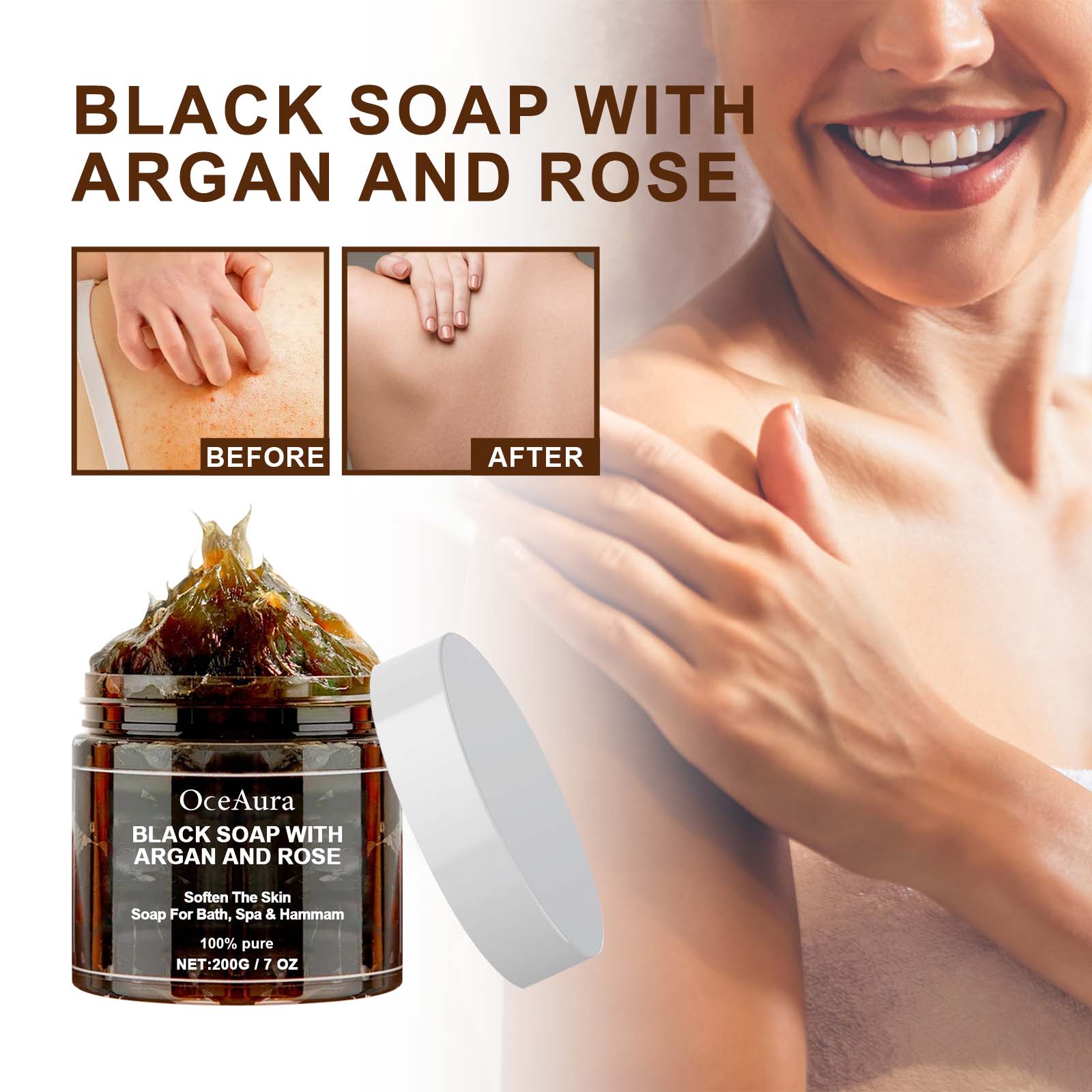 オセアウラ ブラックソープ アルガン＆ローズ配合 ブラックベ - Castor Oil Soap のレビューと価格