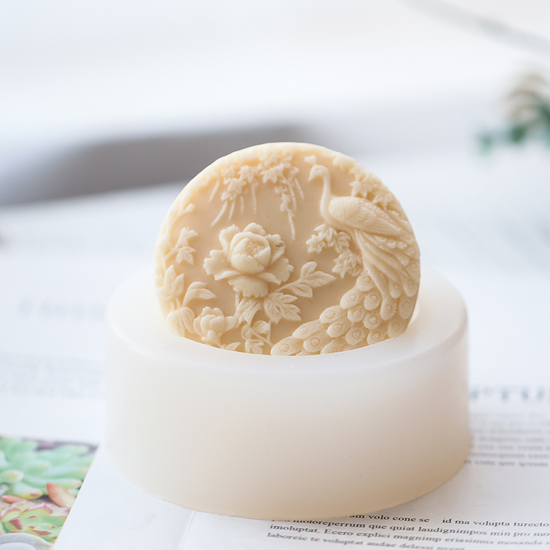 孔雀の花柄シリコン石鹸型フレキシブル手作りラウンド石鹸キャン - Soap Making Ideas のレビューと価格