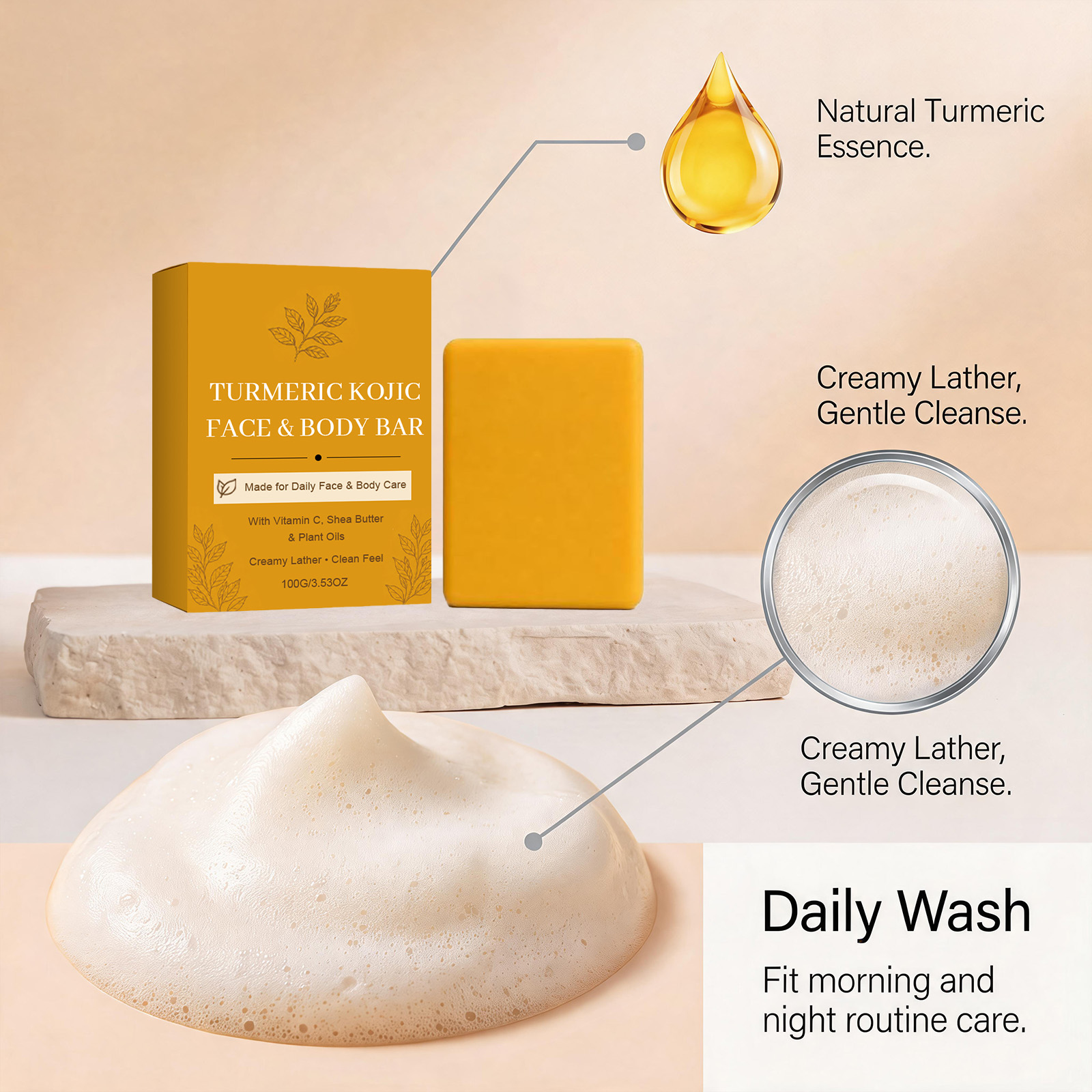 ターメリックコウジ酸手作り石鹸 角質除去 毛穴の詰まり防止  - Castor Oil Soap のレビューと価格